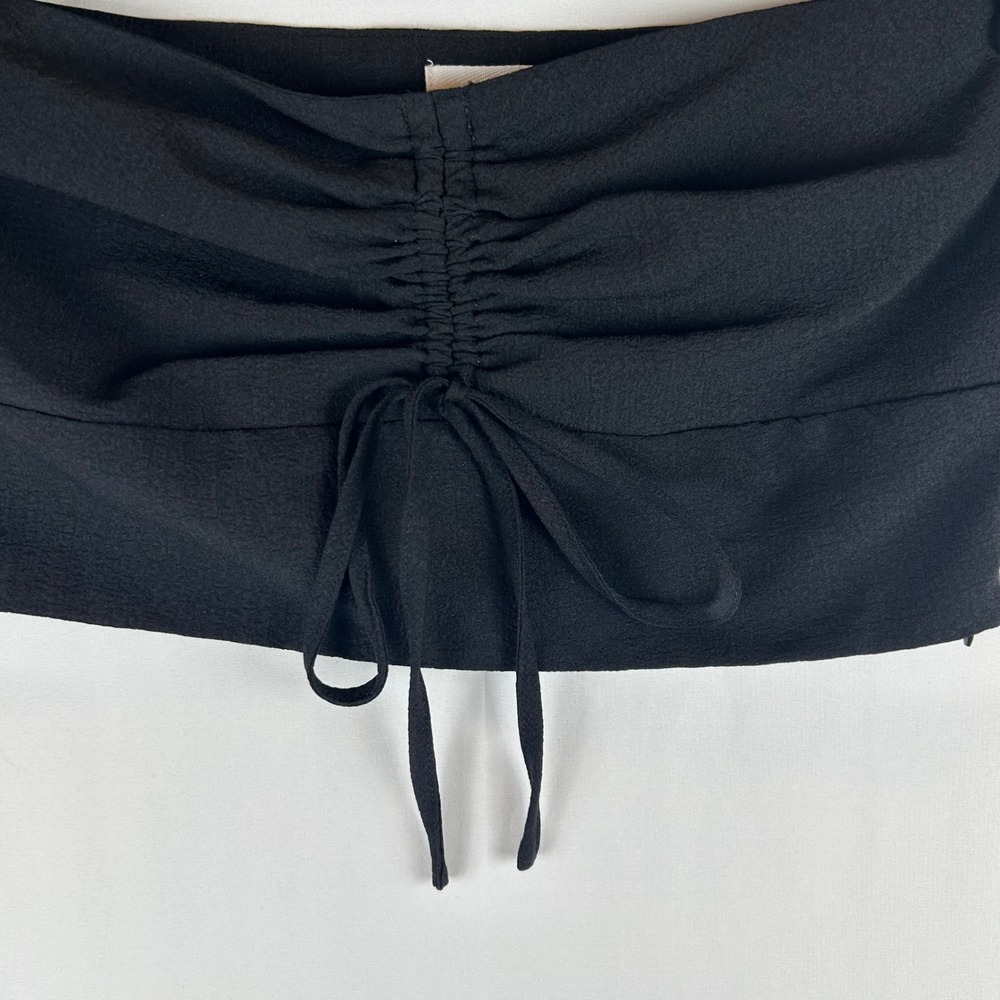 LE LIS COLLECTION Black Ruched‎ Drawstring Bandeau Tube Crop Top S - Picture 8 of 8